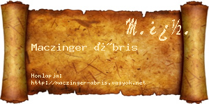 Maczinger Ábris névjegykártya